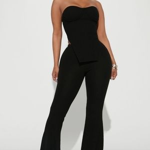 Fashion Nova ribbed black pants set